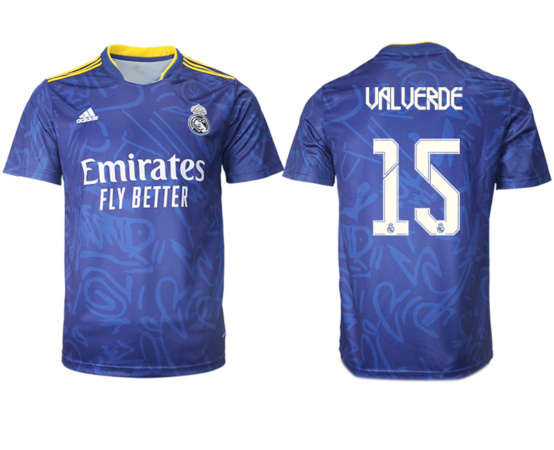 Men 2021-2022 Club Real Madrid away aaa version blue #15 Soccer Jersey